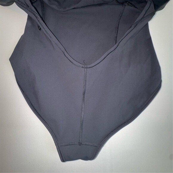 Lululemon City One-Piece bodysuit Womens L/XL Black Cross Back Open Back Yoga - Picture 8 of 15